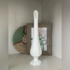 Fenton Hobnail Milk Glass  Bud Vase 9” MCM